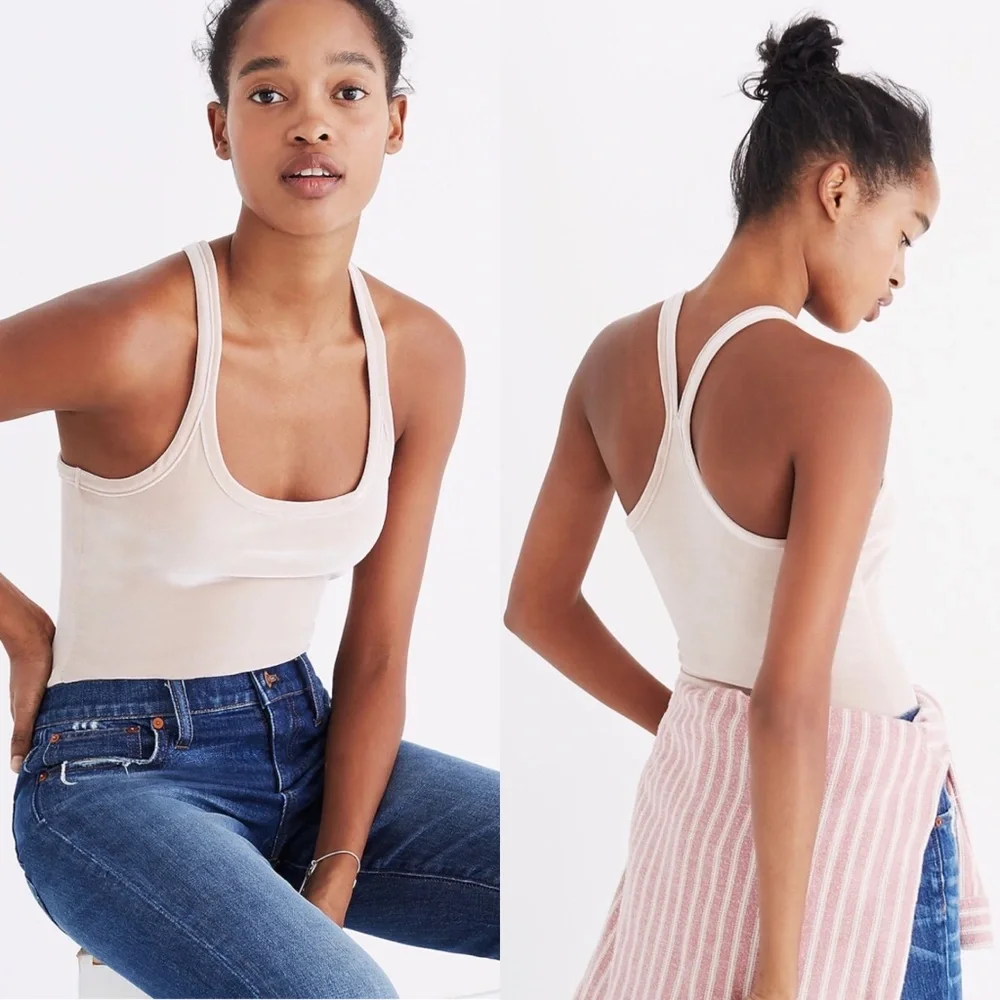 Madewell Velvet Racerback Bodysuit Size Large - Picture 2 of 13